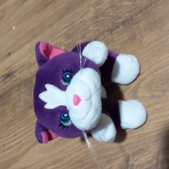 Authentic Vintage Lisa Frank Happy Purple Cat Beanie Stuffed Animal - Picture 4 of 8